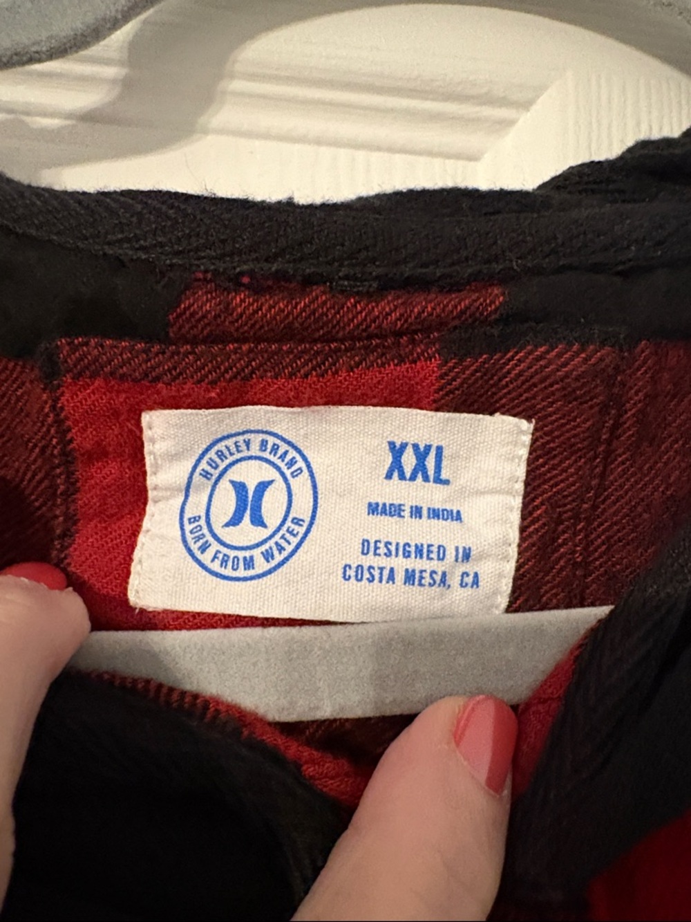 Hurley Red and Black Plaid Hooded Flannel - Picture 2 of 5